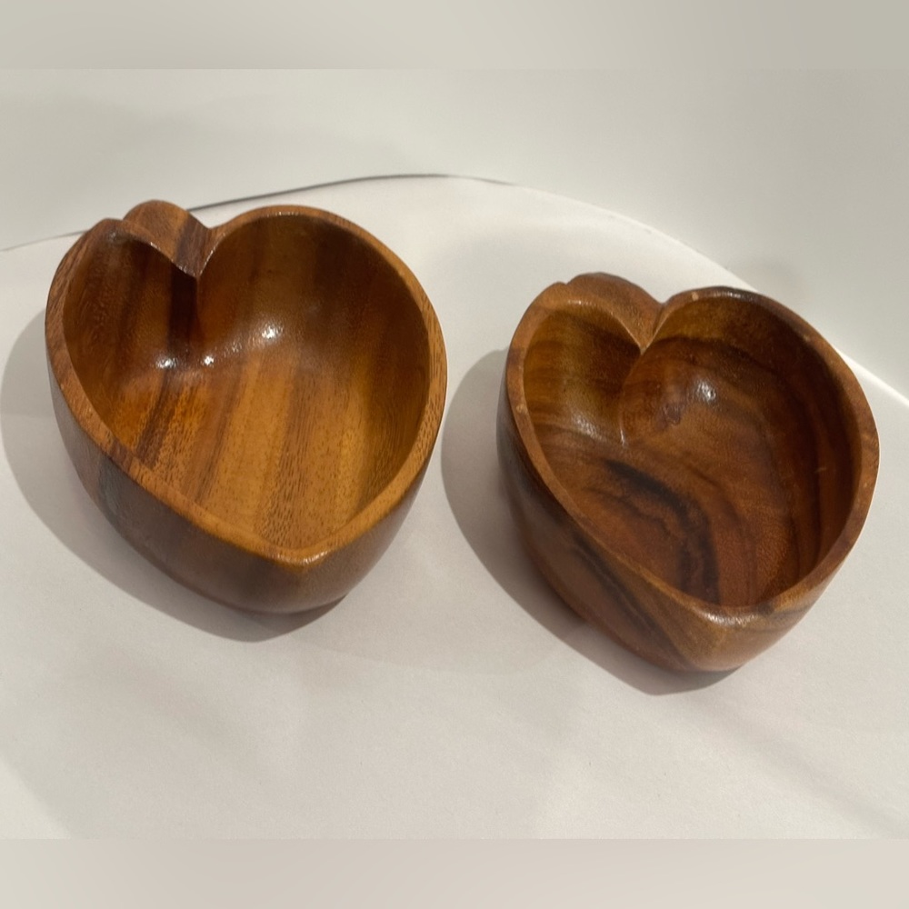 Mid century Wooden bowls set of 2 Midcentry Vintage Home decor mcm 1970 (00400)